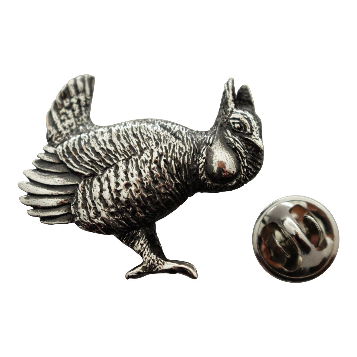Prairie Chicken Pin ~ Antiqued Pewter ~ Lapel Pin ~ Sarah's Treats & Treasures